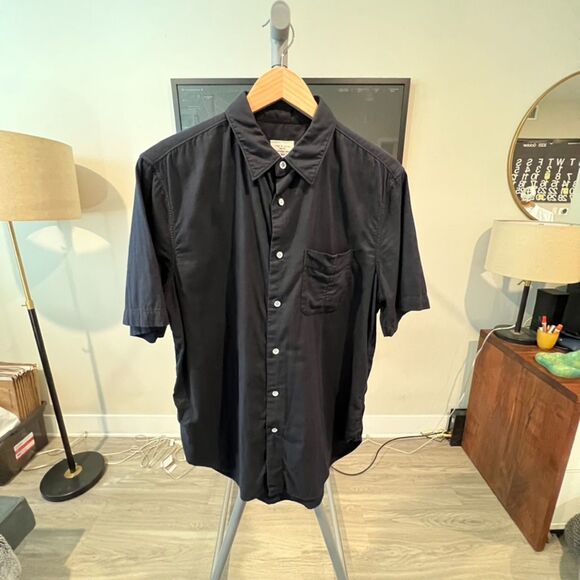 rag & bone - Standard Issue Beach Cotton SS Shirt - Navy - Picture 1 of 6